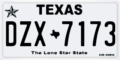 TX license plate DZX7173
