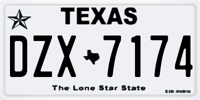 TX license plate DZX7174