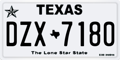 TX license plate DZX7180
