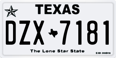 TX license plate DZX7181