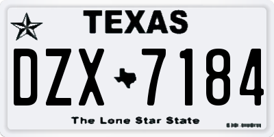 TX license plate DZX7184