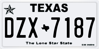 TX license plate DZX7187