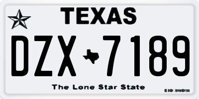 TX license plate DZX7189