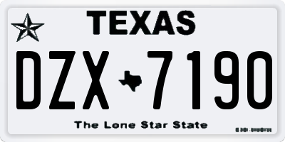 TX license plate DZX7190