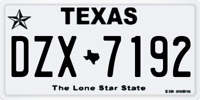 TX license plate DZX7192