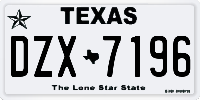 TX license plate DZX7196
