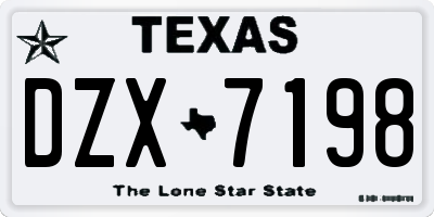 TX license plate DZX7198