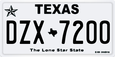 TX license plate DZX7200