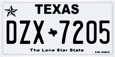 TX license plate DZX7205