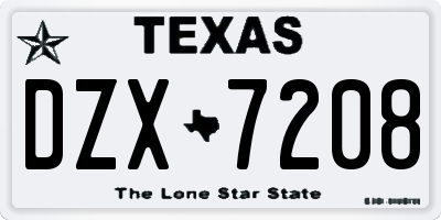 TX license plate DZX7208