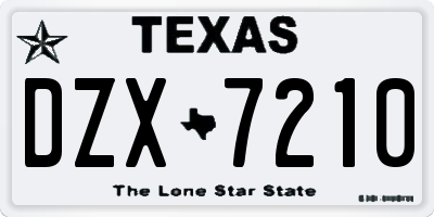 TX license plate DZX7210