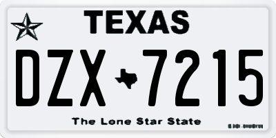 TX license plate DZX7215