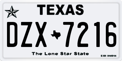 TX license plate DZX7216
