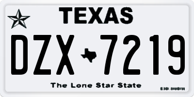 TX license plate DZX7219