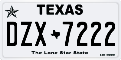 TX license plate DZX7222