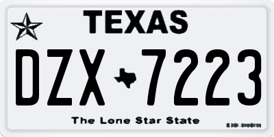 TX license plate DZX7223