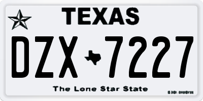 TX license plate DZX7227