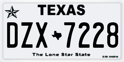 TX license plate DZX7228