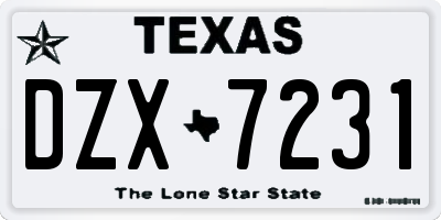 TX license plate DZX7231
