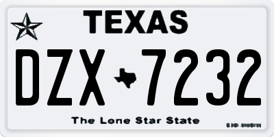 TX license plate DZX7232