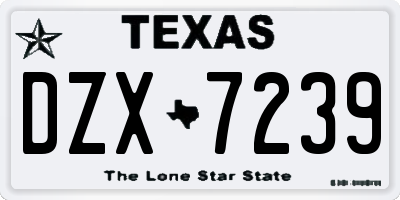 TX license plate DZX7239