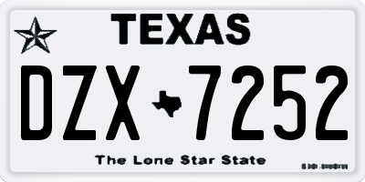 TX license plate DZX7252