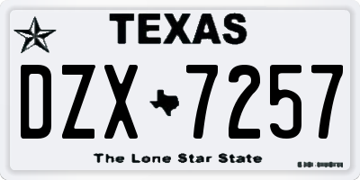 TX license plate DZX7257