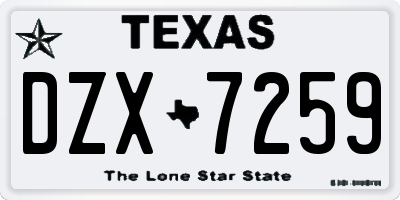 TX license plate DZX7259