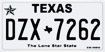 TX license plate DZX7262