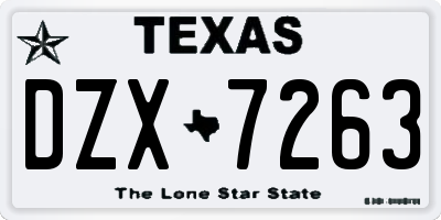 TX license plate DZX7263