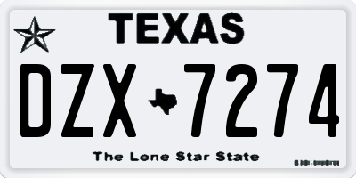 TX license plate DZX7274