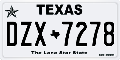 TX license plate DZX7278