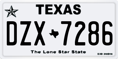 TX license plate DZX7286