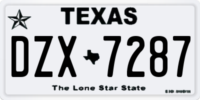 TX license plate DZX7287