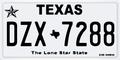 TX license plate DZX7288