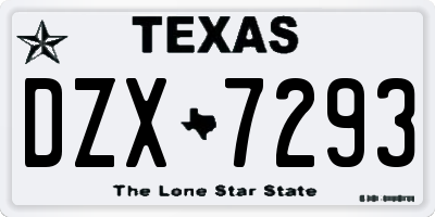 TX license plate DZX7293