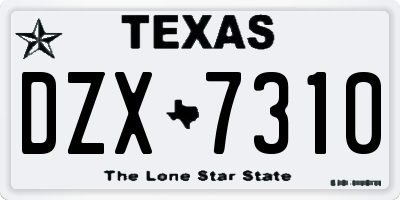 TX license plate DZX7310