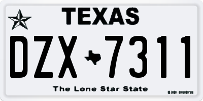 TX license plate DZX7311