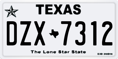 TX license plate DZX7312