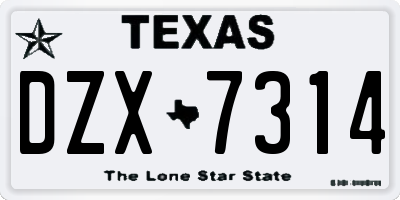TX license plate DZX7314