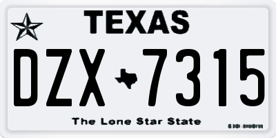 TX license plate DZX7315