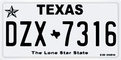 TX license plate DZX7316
