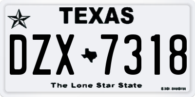TX license plate DZX7318