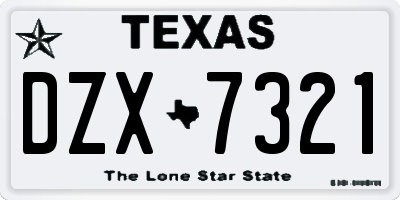 TX license plate DZX7321