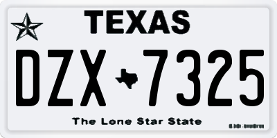 TX license plate DZX7325