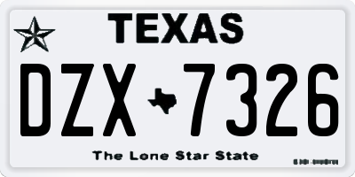 TX license plate DZX7326