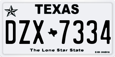 TX license plate DZX7334
