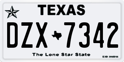 TX license plate DZX7342