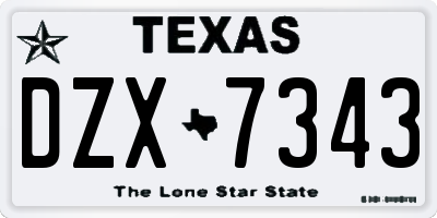 TX license plate DZX7343