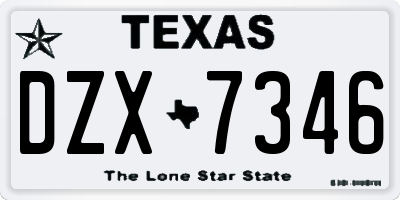 TX license plate DZX7346